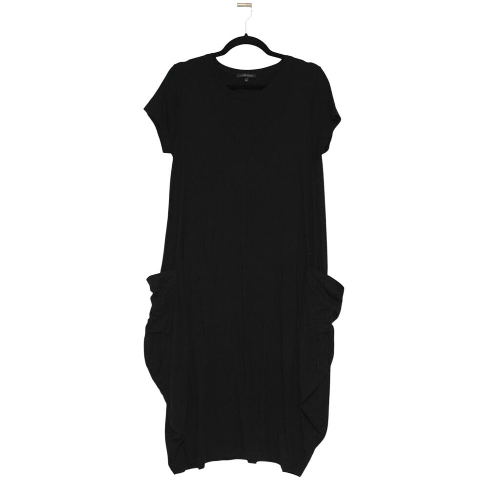 Beach Vibe Black Flowy Loose Midi Dress Size Medium